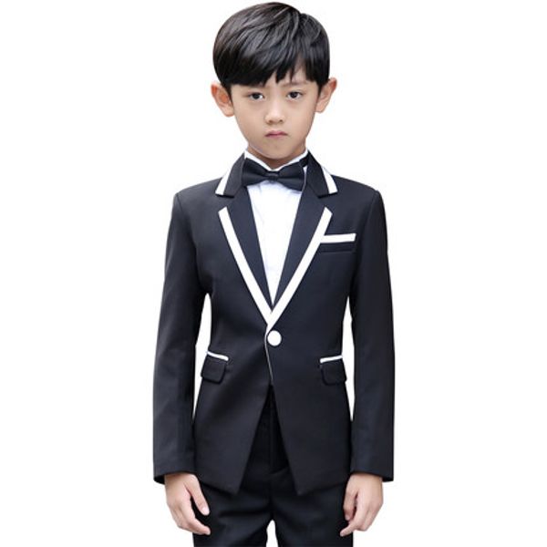 

4pcs boys blazer suits set kid boy exquisite design wedding party suits blazer costume formal school wears korean style z931, Black