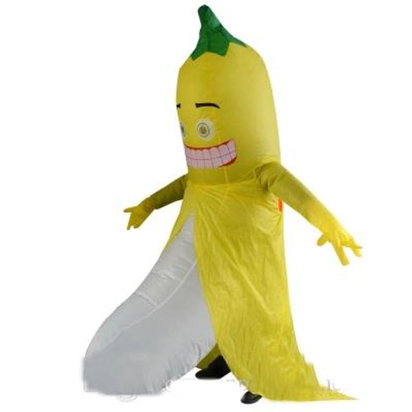 Adulto Engraçado Inflável fruta Banana Fancy Dress Costume Outfit traje da mascote da banana amarela Halloween Purim Stag 1.5m-2m