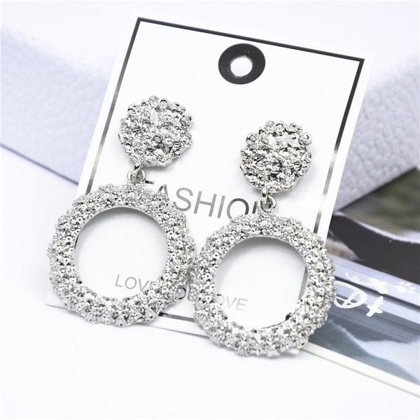 

small metal drop earrings for women geometric fashion statement earrings boucle d'oreille femme 2019 oorbellen hanging bijoux, Silver