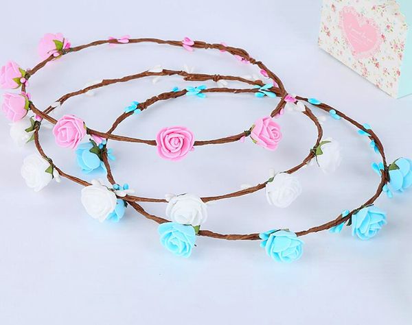 

flower headband beautiful pink flower headbands for girls bohemian style wedding garland floral hair accessories, Silver