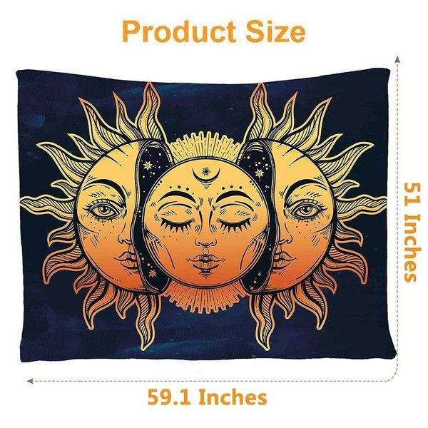 

sun and moon tapestry wall hanging psychedelic wall tapestry black & white celestial tapestry indian hippy bohemian tapestries