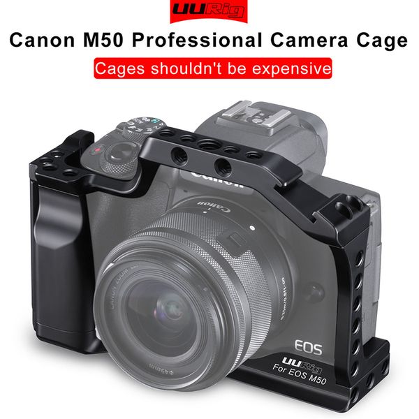 

uurig c-m50 vlog metal cage for m50 vlogging case with extend cold shoe mount 1/4 screw for microphone led light