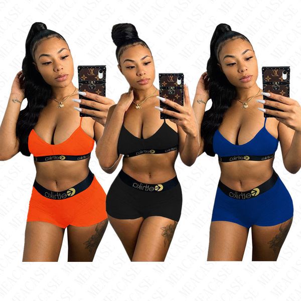 

fashion women swimsuit 2 piece outfits swimwear tankinis sports bra crop tank vests + shorts bikini suit beachwear swim bathing suit d61706, White