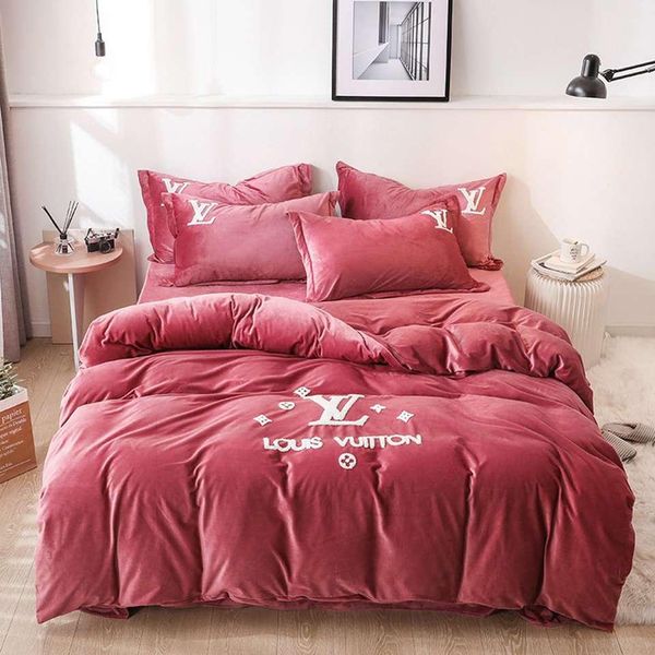 

new european stlye letter flower bed linens 4pcs bedding sets bed set duvet cover woven bed sheet household cover set 99