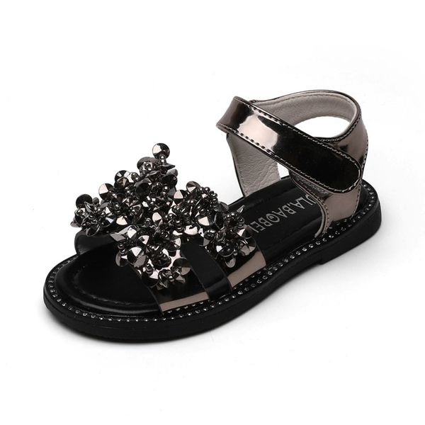 

2020 summer new children sandals for girls boys fashion rhinestone princess shoes girls roman shoes breathable baby kids sandals, Black;red