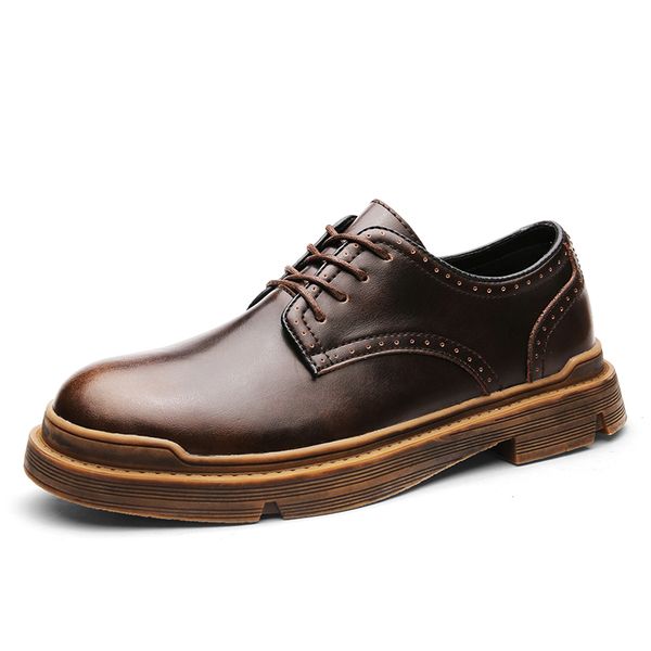

men's casual shoes four seasons fashion business leather trend wearable sole men's leather shoes comfortable, Black