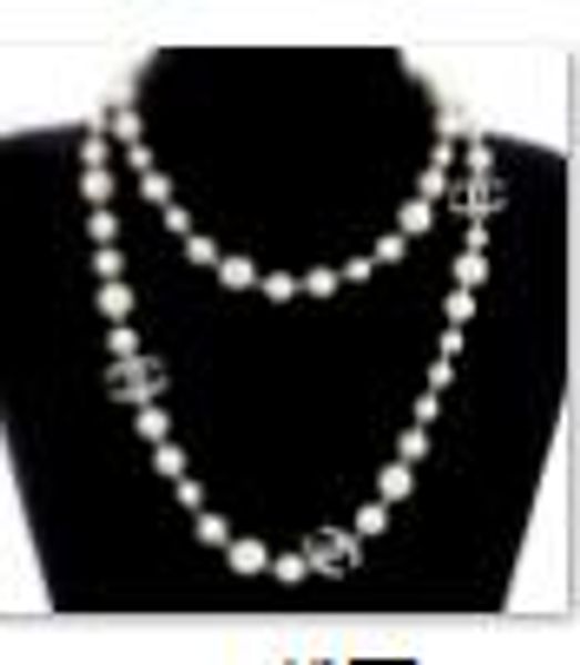 

Luxury logo imulated pearl necklace for women le double layer collane lunghe donna camelia maxi necklace party cc necklace