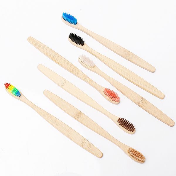 

wood rainbow toothbrush bamboo environmentally toothbrush bamboo fibre wooden handle tooth brush whitening rainbow dhl shipping