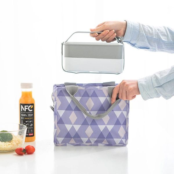 

outdoor thermal insulation bag square portable small lunch box bag, Blue;pink