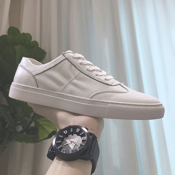 

genuine leather men's shoes spring black white shoes men 2019 new leather casual