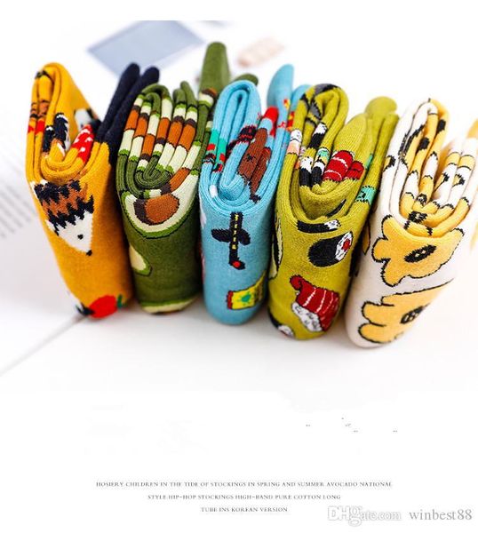 

woman men winter 23 colors street skateboarding cartoon outdoor sport ins socks happy socks female male, Black;white