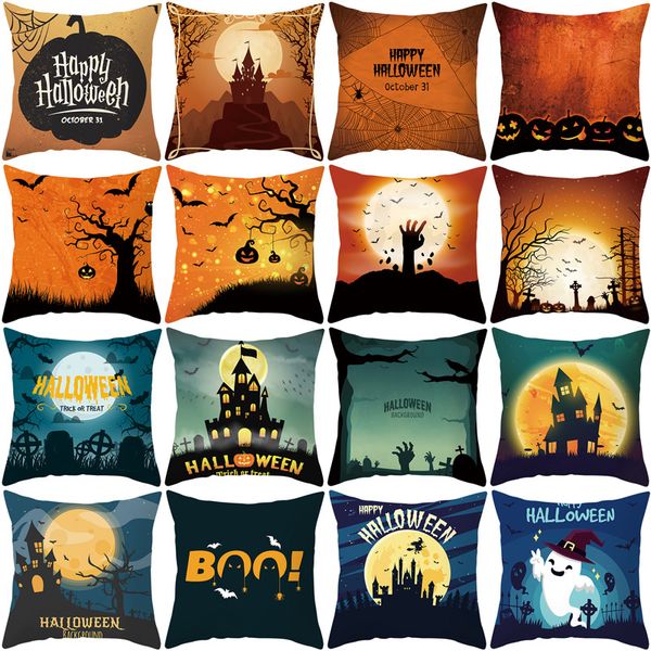 

halloween pillowcase linen cotton ghost moon pumpkin wolf pillow case halloween decorative throw pillowcase car seat pillow cover