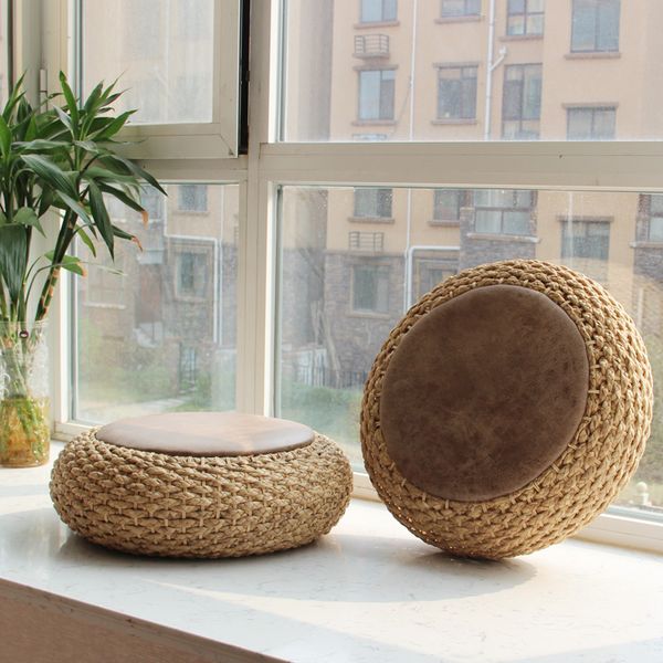 

natural straw round tatami hand made cushion meditation thickening seat mat