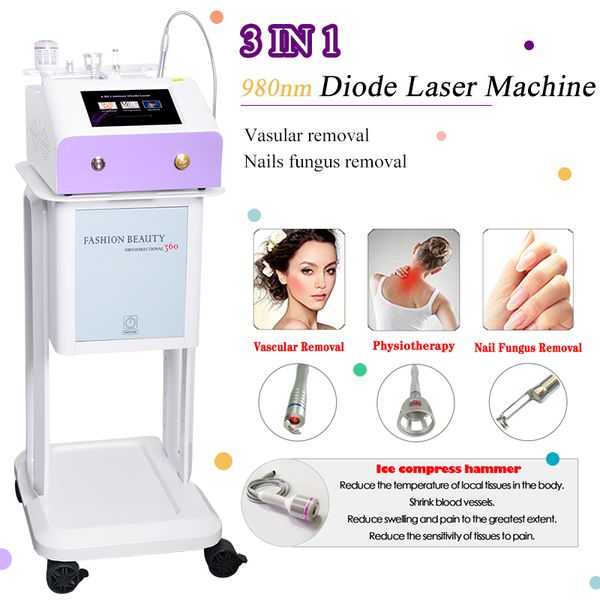 

professional 980nm medical diode laser vascular removal machine treatment for spider veins laser 980nm pain physiotherapy equipment, Black