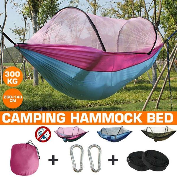 

260*140cm with mosquito net portable travel hammock comfortable hommock camping hammack camping bed fits 2 persons support 300kg