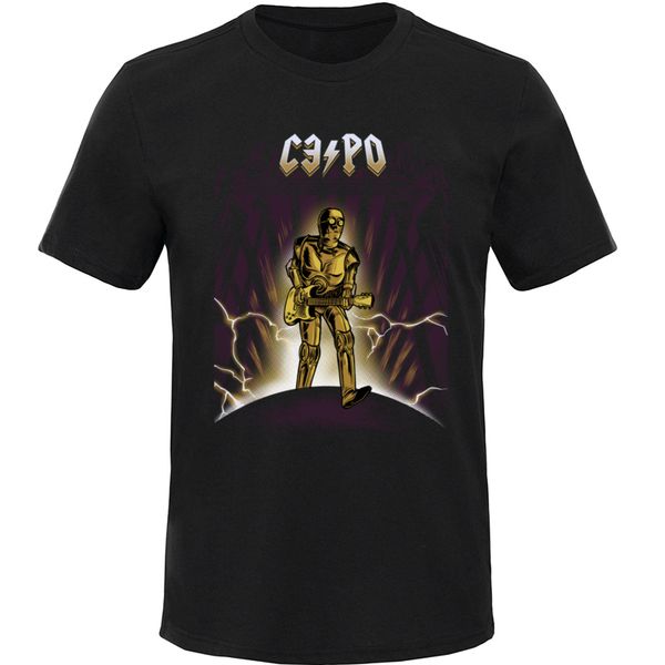 

c-3po t-shirt 100% cotton tshirt for men short sleeve personalized rock n roll & tees funky heavy metal tee shirt, White;black