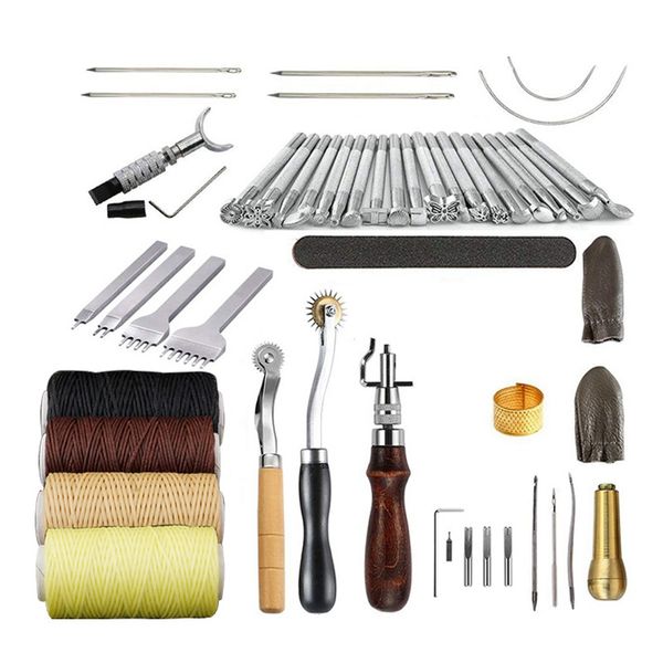 

leather crafting tools punching kit set stitching carving work sewing saddle groove
