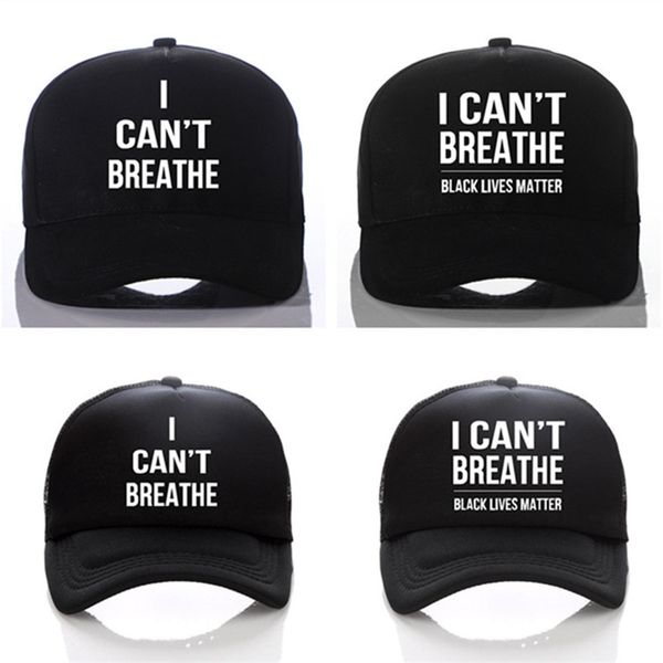

fashion baseball cap i can't breathe letter print visor caps snapbacks men women casquette mesh back hip hop cap hat design sunhat 2020, Yellow