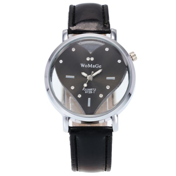 

modern fashion women stainless steel quartz watches montre femme horloge leather belt diamond accessories relojes, Slivery;brown