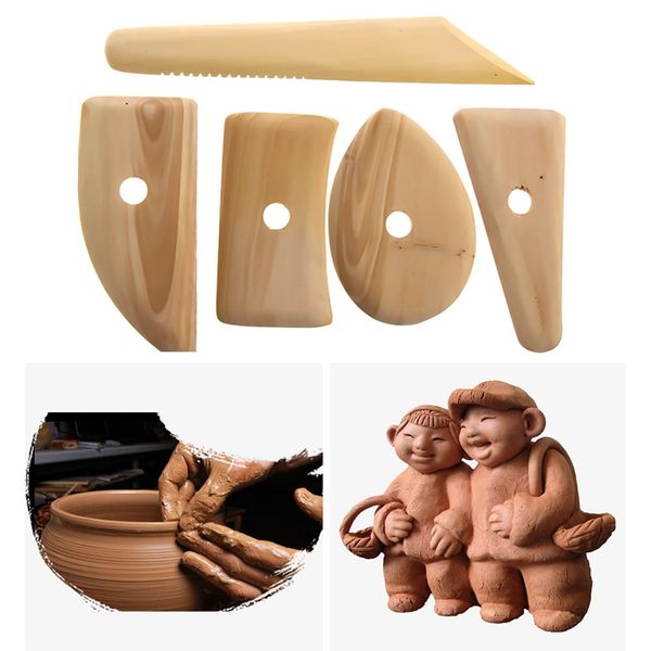

5 pcs home decor wood pottery clay sculpture ceramics angel figurines molding tool pottery tools ribs