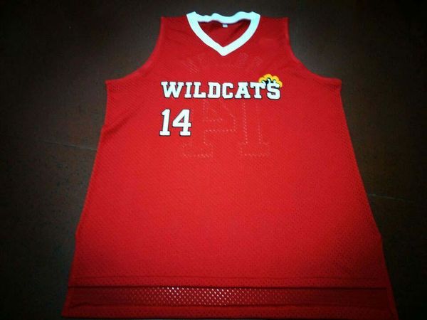 

custom men youth women # # wildcats #14 troy bolton basketball jersey size s-4xl or custom any name or number jersey, Black