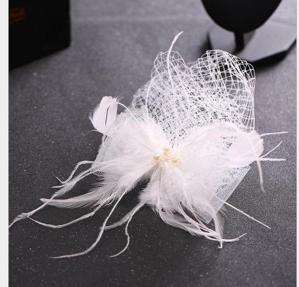 

bride veil korean handmade white feather veil bride dress accessories, Slivery;golden