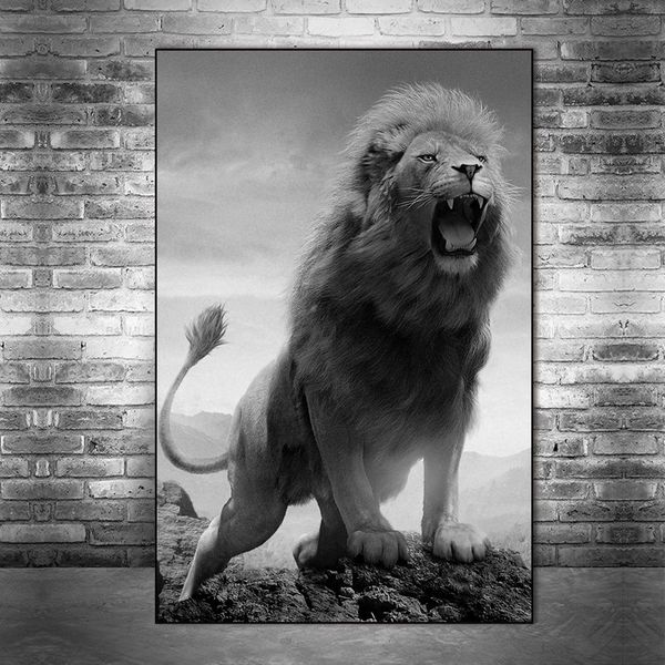 

african roaring wild lion canvas paintings art posters and prints wall art picture for living room home decor (no frame