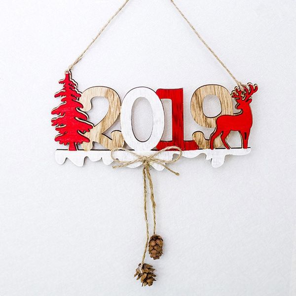 

yeduo 2019 christmas new year door decoration hanging pendant wooden