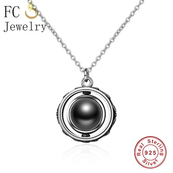 

pendant necklaces fc jewelry 925 sterling silver vintage circle black ball necklace women girl children link chain choker trinket 2021