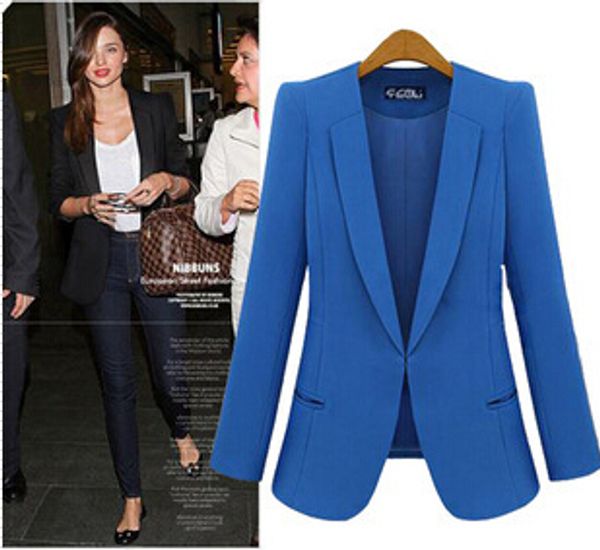 

women jacket fashion slim suit outerwear candy color one button coat 5 colors full size s  l xl good quality, White;black