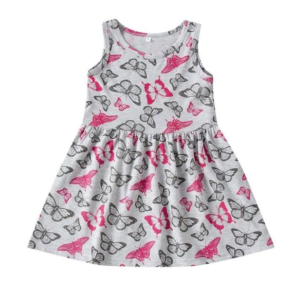 

summer baby girls butterfly floral pattern sleeveless dress, Red;yellow