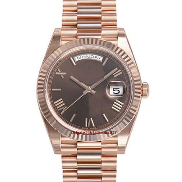 

christmas gift original box certificate mens watches day date 228235 president 40mm gold chocolate roman dial watch, Slivery;brown
