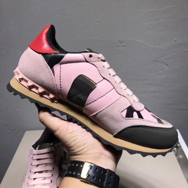 

spring autumn new multicolor camouflage rivet lovers sport shoes fashionable lacing casual shoes breathable sports shoes wine red 101021, Black