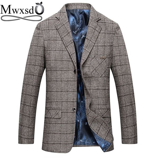 

mwxsd brand casual men plaid blazer men thick winter suit jacket male warm blazer jacket masculino hombre, White;black