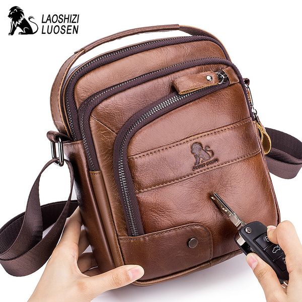 

laoshizi марка из натуральной кожи мужчин crossbody наплечных сумок мужской коровьей сумка топ-ручка на молнию повседневная сумка для путеше