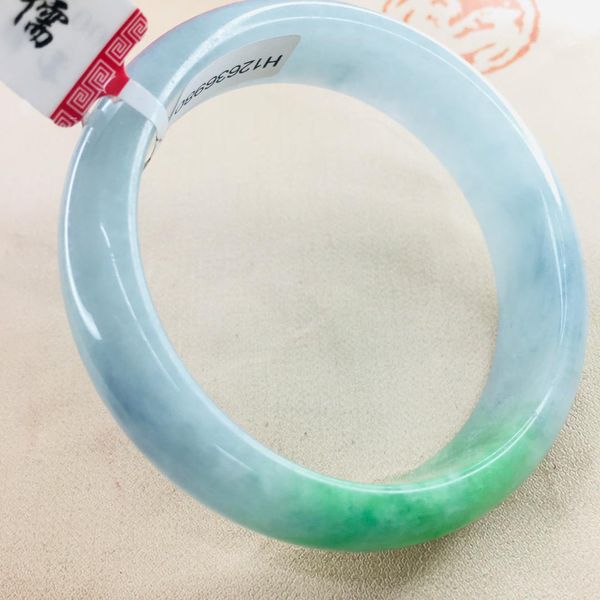 

zhe ru jewelry pure natural jadeite bracelet natural 54-62mm female blue green bicolor jade bracelet gift send certificate, Golden;silver