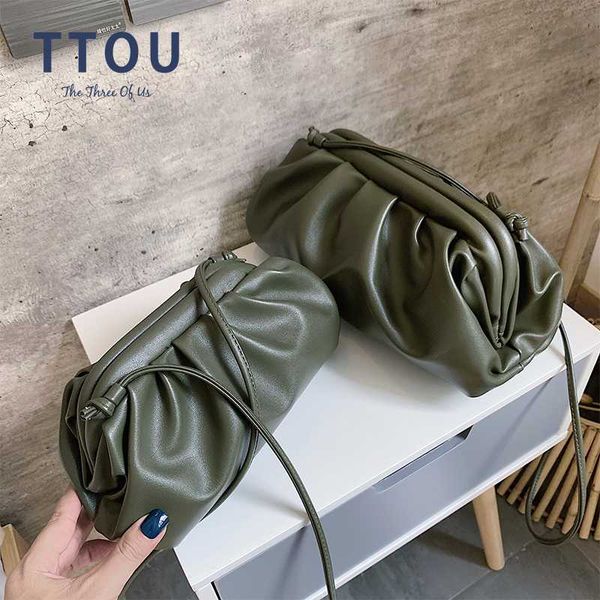 

ttou women simple dumplings messenger bag designer retro fashion cloud female crossbody shoulder bag tide handbag clutch