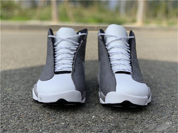

Hottest 2019 Air High 13 Atmosphere Grey Mens Basketball Shoes White Grey Real Carbon Fiber 414571-016 Authentic Sneakers Size 7-13