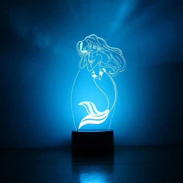 

usb led 3d creative visual table lamp for kids gift girls bedroom bedside princess lamp sleeping night light fish light fixture