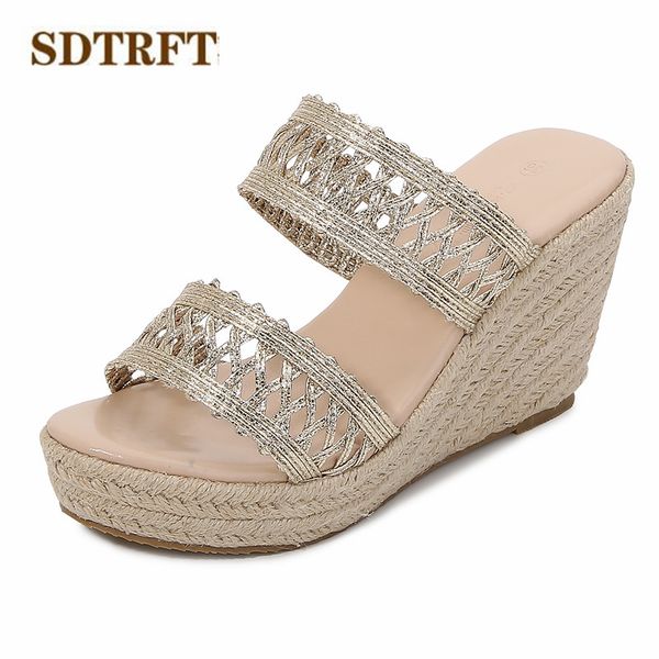 

sdtfet обувь moman башмачок zapatos mujer платформа вьетнамки 9см на высоких каблуках сандалии клиньев насосы двориков: 30 31 32 33 34-43, Black