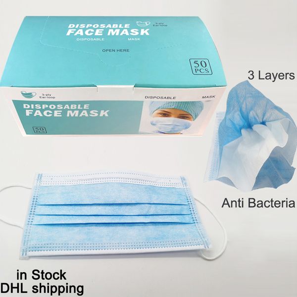 

одноразовая маска для лица 3-слойная анти-капельная передача лицевые маски антибактериальная фильтрация защитный респиратор в наличии беспла