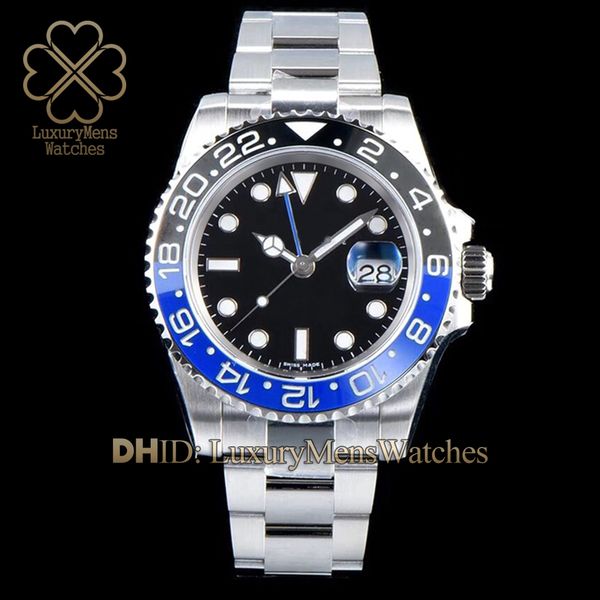 

gmt автоматические роскошные мужские часы cal.3135 механическое движение 40 мм часы черный синий керамический безель скольжения замок застеж, Slivery;brown