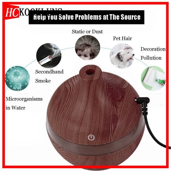

electric wood grain round drop office bedroom home water spray aroma diffuser humidifier