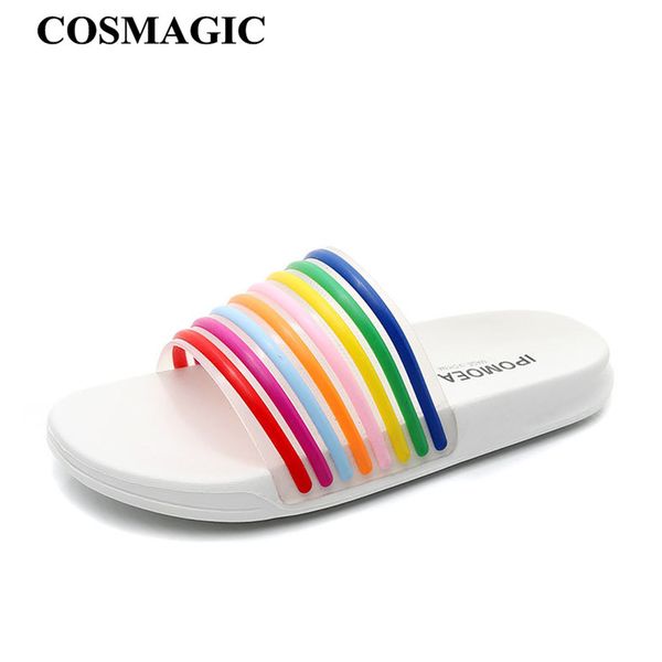 

cosmagic 2020 new summer women colorful slipper anti-slip pool outside beach quick drying indoor slippers shoe, Black