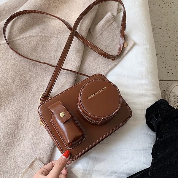

vintage camera shape women shoulder bags designer wide leopard straps shoulder bags luxury pu leather crossbody bag chic purses
