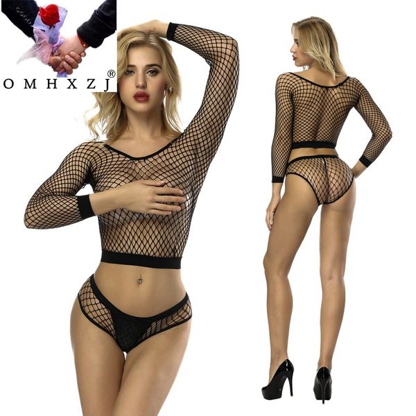 600px x 600px - 2019 OMHXZJ Wholesale Fashion Women Erotic Lingerie Sexy Porn Hot Big Mesh  Long Sleeves Underwear Exotic Tops Panties Briefs Set YD53 From ...