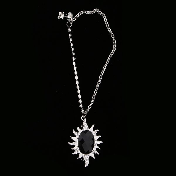 

fashion women's sun flower brooch pin two chains crystal rhinestone brooch, Gray