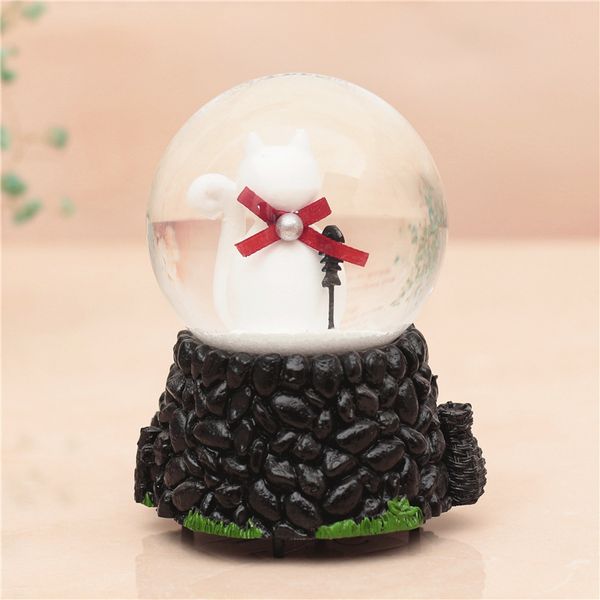 

creative christmas black and white cat crystal ball with lights music box sky city music bell students gift table decoration