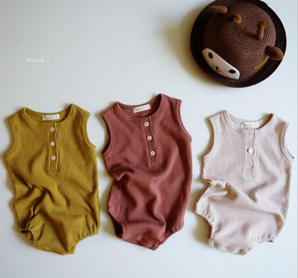 

baby kids designer clothes Romper Sleeveless Solid color Lolita Romper Clothes 100% cotton girl boy rompers 0-2T