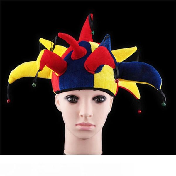

multicolor court jester hat funny clown halloween cosplay cap carnival halloween accessory men women party supplieswithbellsfe75
